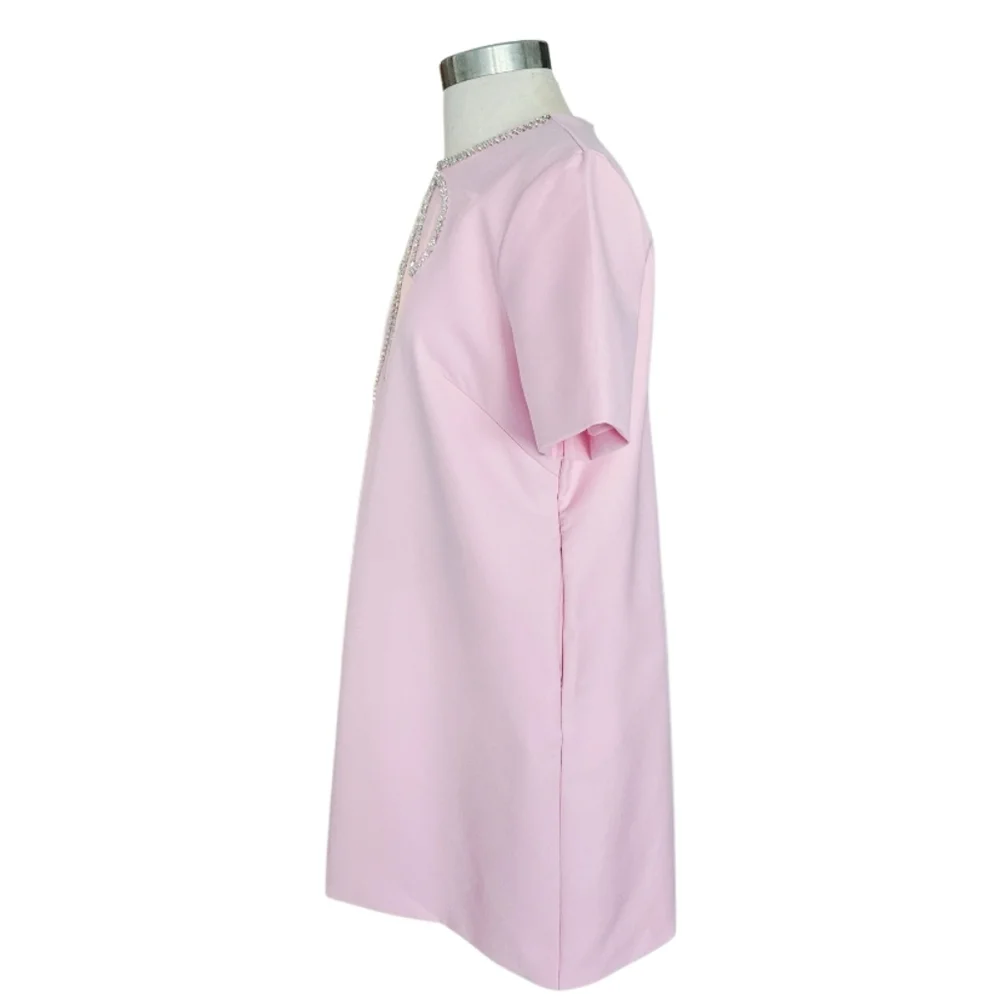 NWOT Pink Baby Pink  Dress with Embellished Sworowski Cristals Neckline - Picture 6 of 8